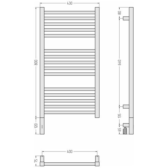 Полотенцесушитель электрический Сунержа Модус 3.1 П15 400x920 мм 15-5900-8040 L, тёмный титан муар - фото 4