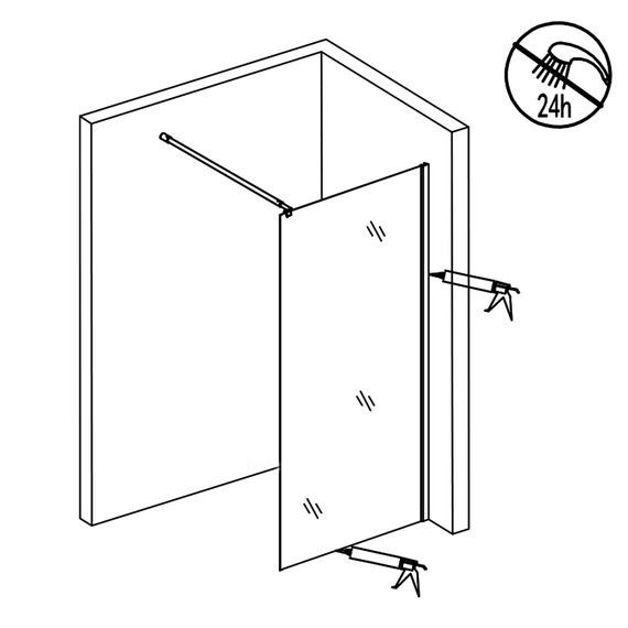 Душевая перегородка Loranto Walk-in 80 см CS-W02B-80 (стекло 8 мм) чёрный матовый/прозрачное "Лофт клетка" - фото 7