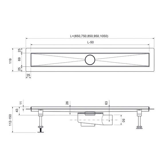 Трап Timo Drain System 90 см DS230109/03, чёрный матовый - фото 5
