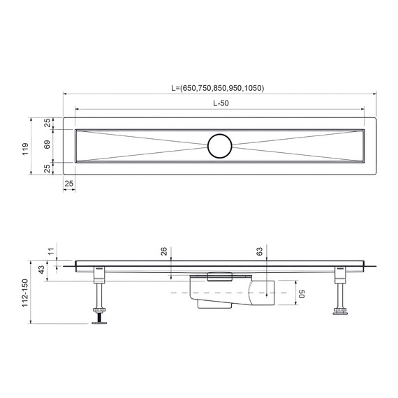 Трап Timo Drain System 70 см DS230207/03 (под плитку) чёрный матовый - фото 5