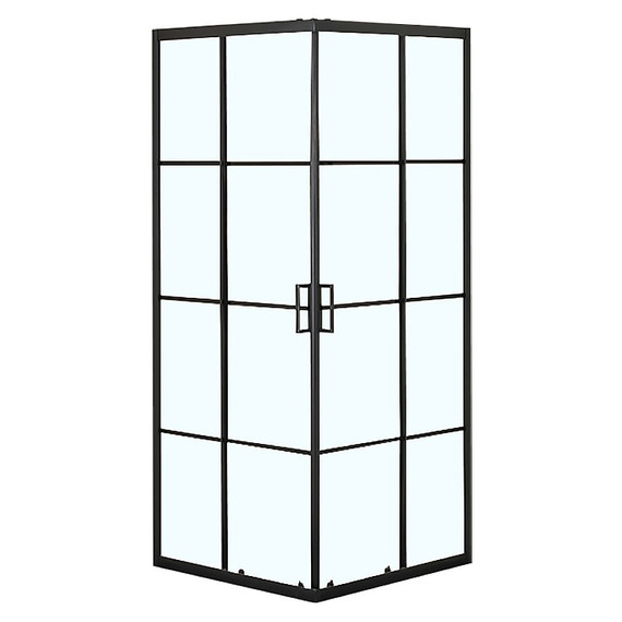 Душевое ограждение Loranto 90x90 см CS-211F-90, чёрный матовый/прозрачное "Лофт клетка" - фото 