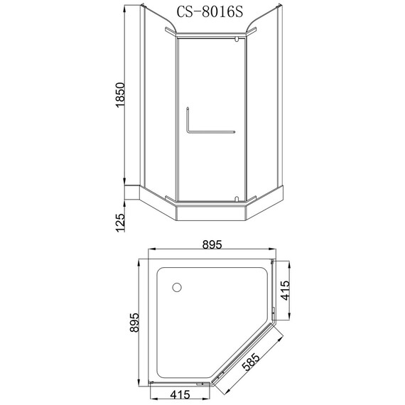 Душевое ограждение Loranto 90x90 см CS-816S B 90 (GRAY) сатин/серое - фото 3