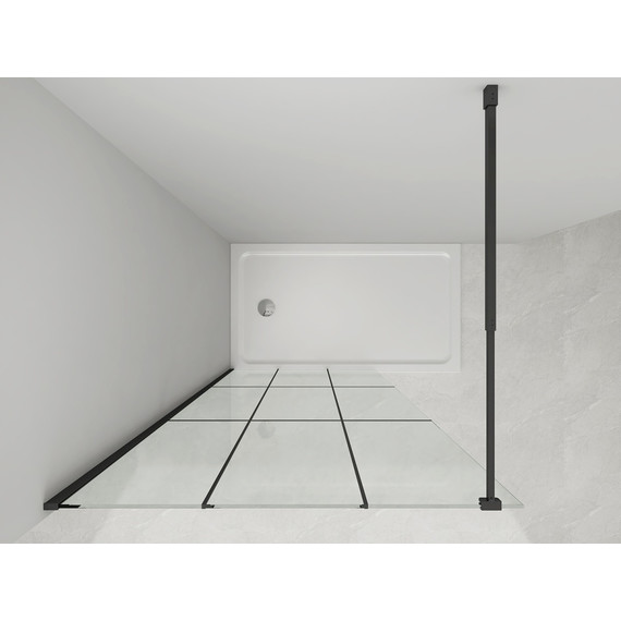 Душевая перегородка Loranto Walk-in 90 см CS-W02B-90 (стекло 8 мм) чёрный матовый/прозрачное "Лофт клетка" - фото 5