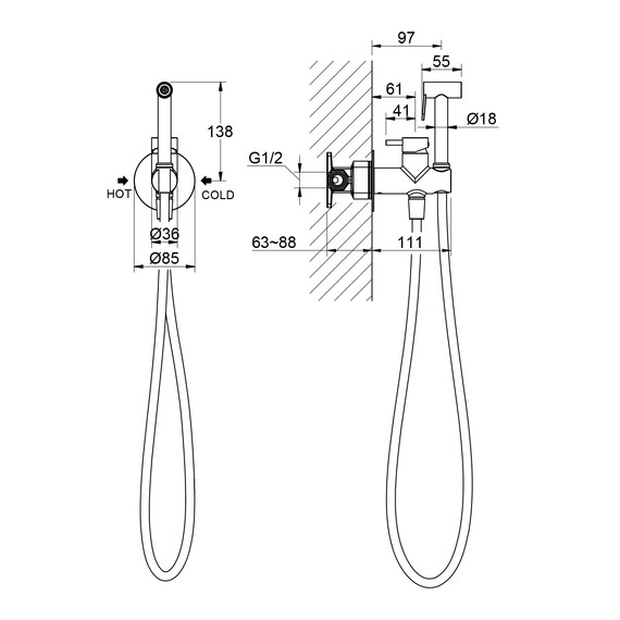 Набор для гигиенического душа Timo Saona 2337/00SM (со скрытой частью) - фото 2
