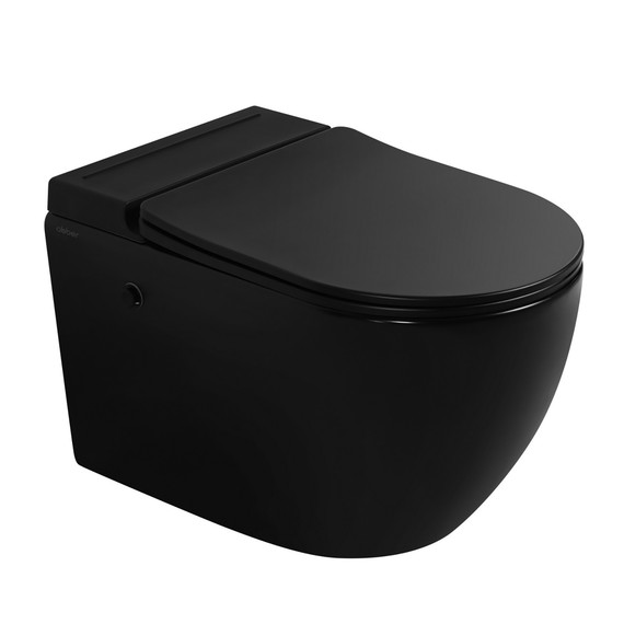 Инсталляция с подвесным унитазом комплект: Abber AC0101P с подвесным импульсным унитазом Bequem AC1108PMB с крышкой микролифт, чёрный матовый - фото 2