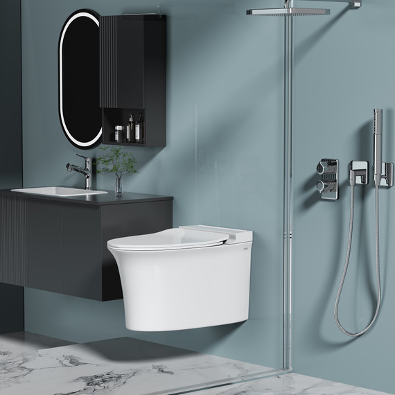 Унитаз подвесной импульсный Abber Bequem AC1124P с тонкой крышкой микролифт - фото 2