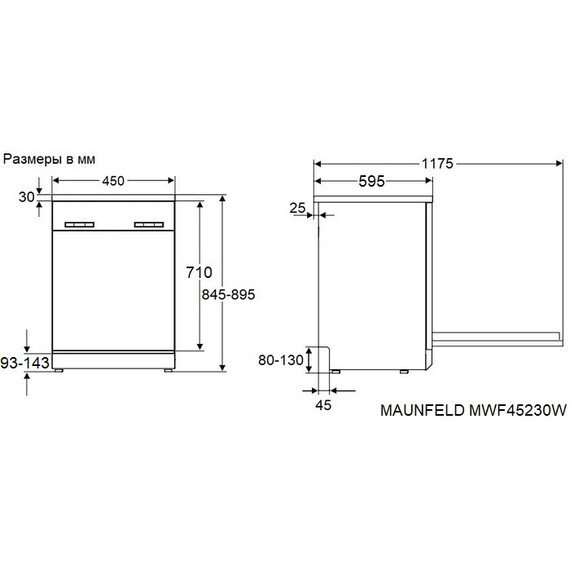 Отдельностоящая посудомоечная машина Maunfeld MWF45230W - фото 13