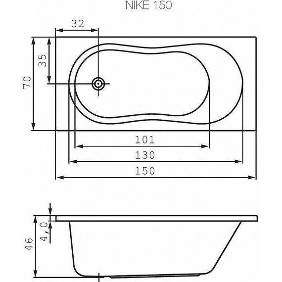 Ванна акриловая Cersanit Nike 150x70 см, Размер - мм: 1500х700 - фото 11