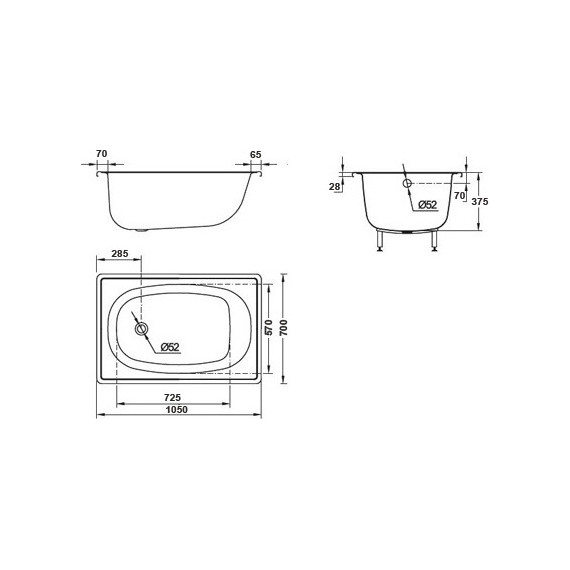 Ванна стальная BLB Europa 105х70 см - фото 5