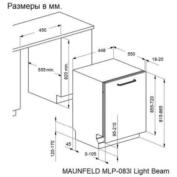 Встраиваемая посудомоечная машина Maunfeld MLP-083I Light Beam - фото 13