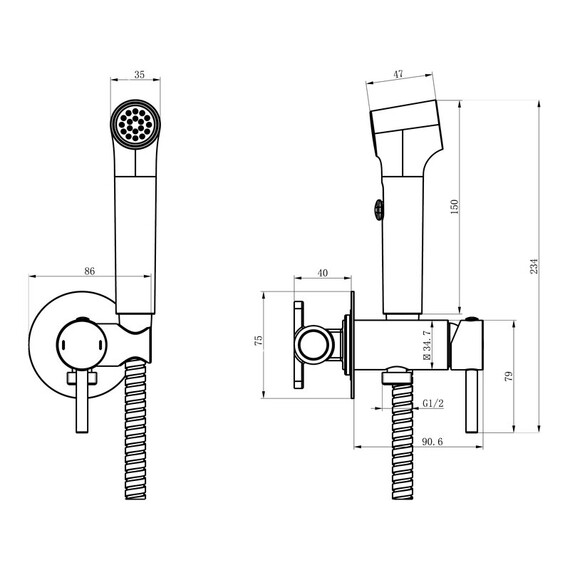 Гигиенический душ Grossman Solis 502.K35.07.320, золото брашированное - фото 4