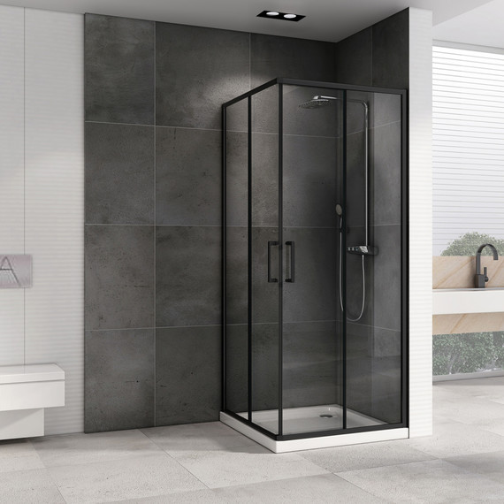 Душевое ограждение Abber Schwarzer Diamant 100х100 см AG02100B5, чёрный/прозрачное - фото 2