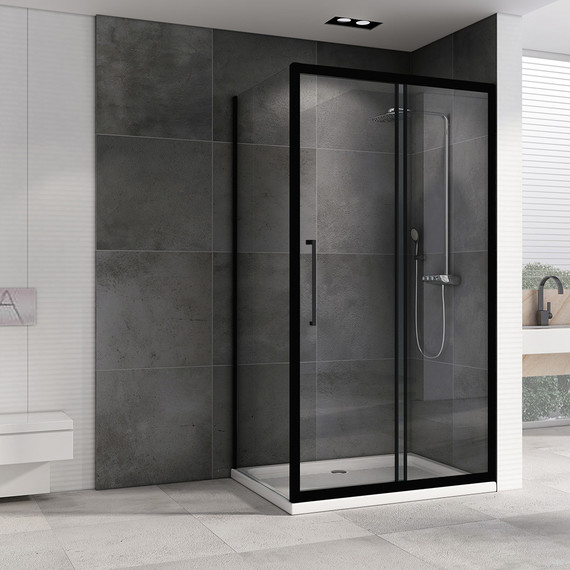 Душевое ограждение Abber Schwarzer Diamant 100х60 см AG30100BH-S60B, чёрный/прозрачное - фото 2