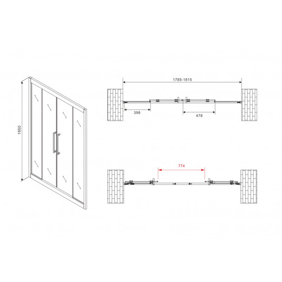 Душевая дверь Abber Schwarzer Diamant 180 см AG33180H, хром/прозрачное - фото 8