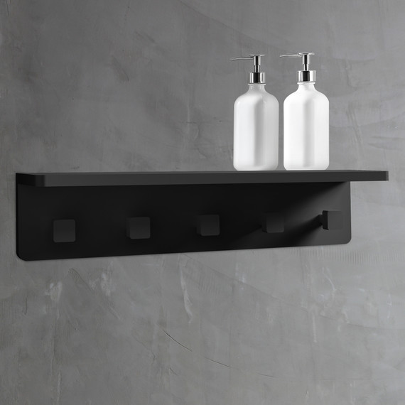 Набор крючков с полкой ABBER Stein AS1651MB, цвет чёрный матовый - фото 