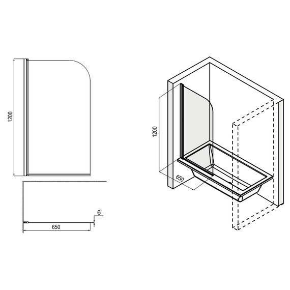 Шторка для ванны Loranto CS-F01 65х120 см, хром/прозрачное - фото 3