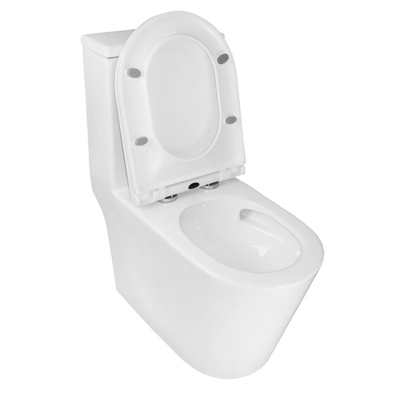 Унитаз-моноблок безободковый Azario Scala AZ-8101 с тонкой крышкой микролифт (система смыва торнадо) - фото 4