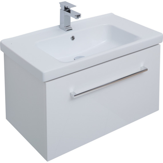 Тумба подвесная с раковиной Dreja Big Inn 80 см 77.0203W, белый - фото 