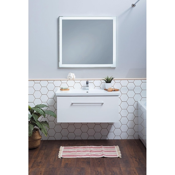 Тумба подвесная с раковиной Dreja Big Inn 80 см 77.0203W, белый - фото 3