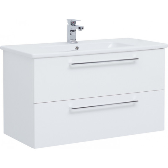 Тумба подвесная с раковиной Dreja Gio 100 см 77.0105W, белый - фото 