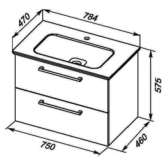 Тумба подвесная с раковиной Dreja Gio 80 см 77.0103W, белый - фото 2