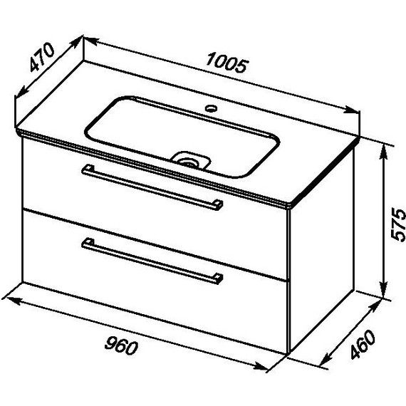 Тумба подвесная с раковиной Dreja Gio 100 см 77.0105W, белый - фото 2