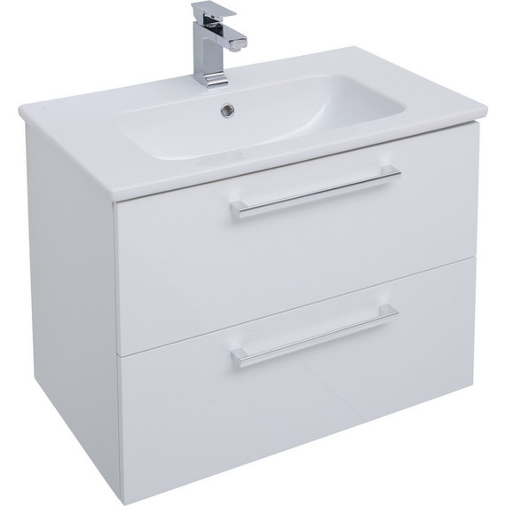 Тумба подвесная с раковиной Dreja Gio 80 см 77.0103W, белый - фото 