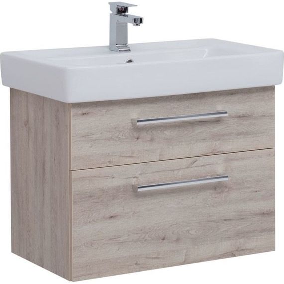 Тумба подвесная с раковиной Dreja Q Max 80 см 77.0008D, дуб кантри - фото 