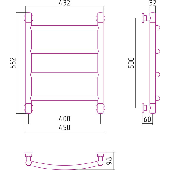 Полотенцесушитель водяной Сунержа Галант+ П4 500х400 мм 00-0200-5040 - фото 6