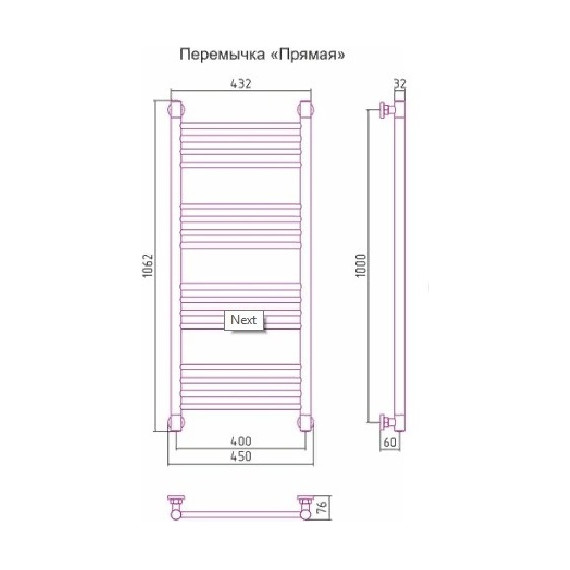 Полотенцесушитель водяной Сунержа Богема+ П16 1000x400 мм (прямая перемычка) 00-0220-1040 - фото 6