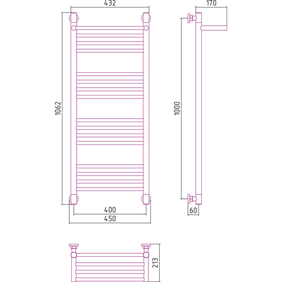 Полотенцесушитель водяной Сунержа Богема с полкой+ П16 1000х400 мм 00-0223-1040 - фото 6