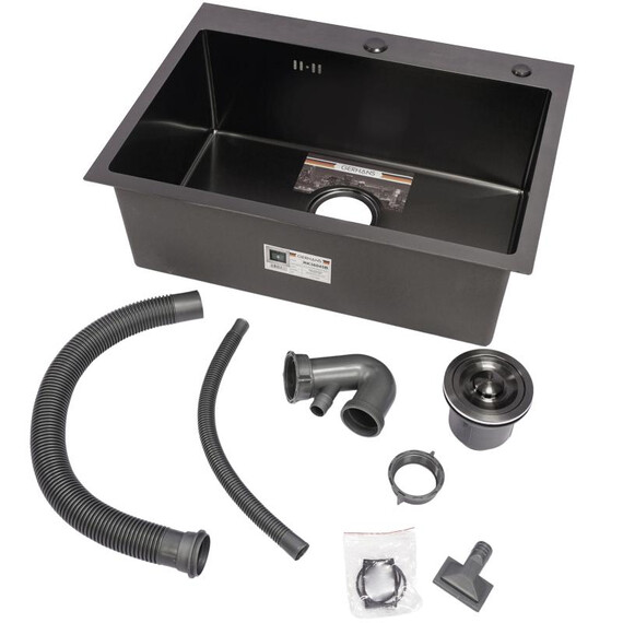 Кухонная мойка Gerhans 60х45см K36045B 3 мм, с отверстием под смеситель и дозатор, с PVD покрытием, графит, Цвет производителя: графит - фото 13