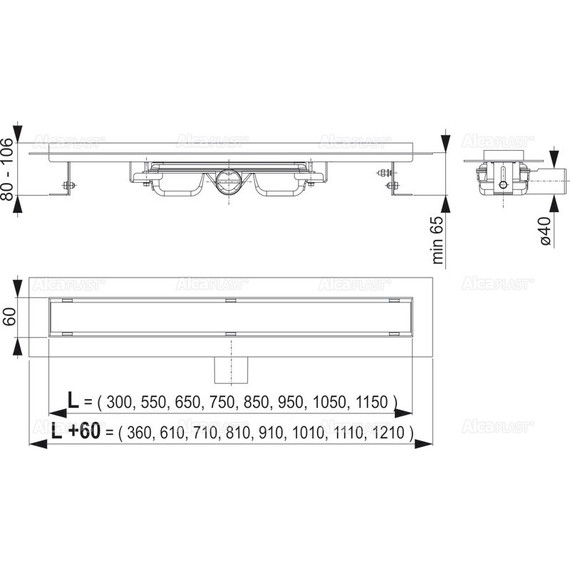 Трап AlcaPlast APZ106-300 Professional, Цвет производителя: нержавеющая сталь/мат, бронза-антик, Размер трапа: 300 - фото 2