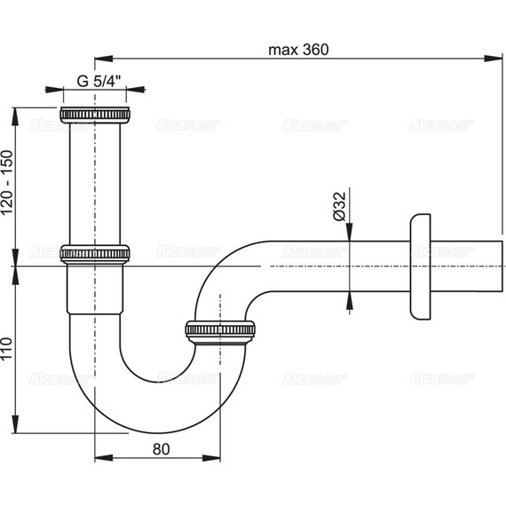 Сифон для умывальника AlcaPlast A4320 DN32 - фото 2