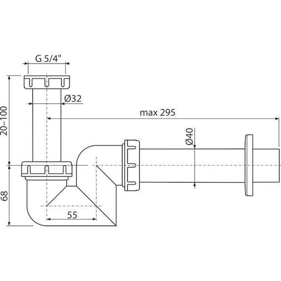 Сифон для умывальника и биде AlcaPlast A45F DN40 - фото 2