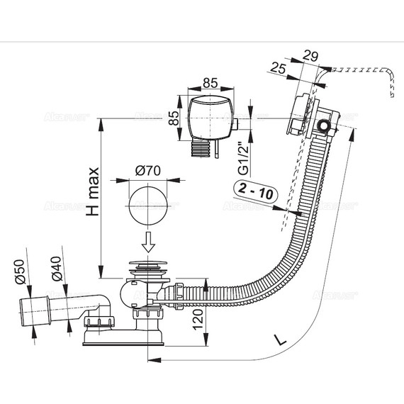 Сифон для ванны AlcaPlast A564KM1 57 см металл - фото 2