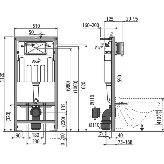 Инсталляция для подвесного унитаза Alcaplast AM101/1120-3:1 RU M71-0001 - фото 4