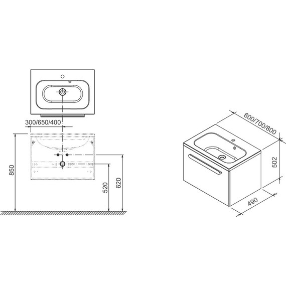 Тумба подвесная с раковиной Ravak Chrome SDU 60 см X000000530, белый - фото 5