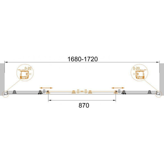 Душевая дверь Cezares 170 см ANIMA-W-BF-2-170-C-Cr, хром/прозрачное - фото 2