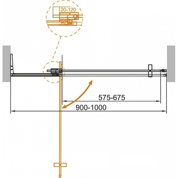 Душевая дверь Cezares 90/100 см SLIDER-B-1-90/100-C-Cr, хром/прозрачное - фото 2