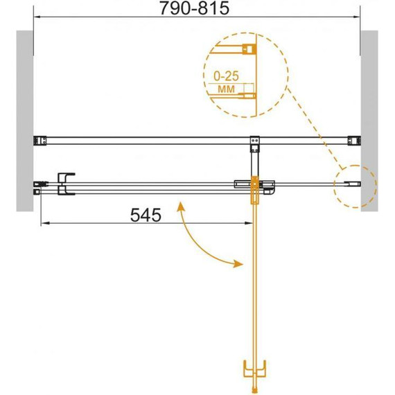 Душевая дверь Cezares 80 см VALVOLA-B-1-80-C-Cr, хром/прозрачное - фото 2
