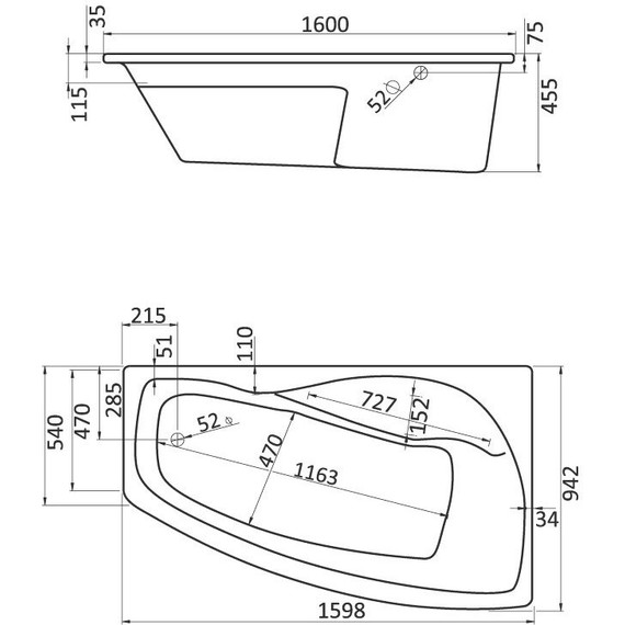 Ванна акриловая Santek Майорка XL 160x95 см 1.WH11.1.991 L, Размер - мм: 1600х950 - фото 2
