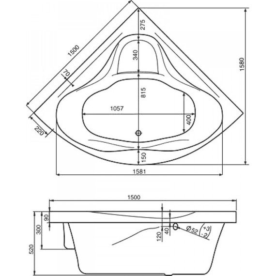 Ванна акриловая Santek Сан-Паулу 150x150 см 1.WH30.2.399 - фото 2