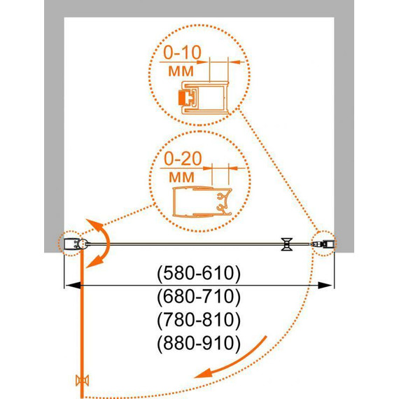 Душевая дверь Cezares 60 см ELENA-W-B-1-60-C-Cr, хром/прозрачное - фото 2
