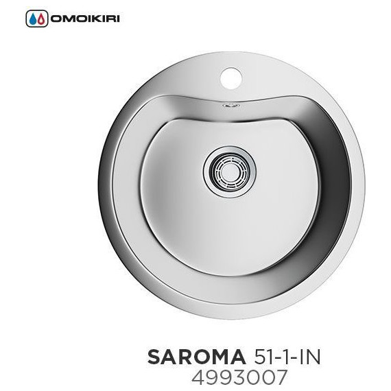 Кухонная мойка Omoikiri SAROMA 51-1-IN (4993007) 0,8 мм, нержавеющая сталь, Цвет производителя: нержавеющая сталь матовая - фото 2