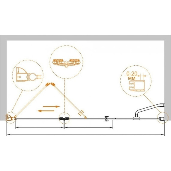 Душевая дверь Cezares 150 см ELENA-W-BS-13-60+45/45-C-Cr, хром/прозрачное - фото 2