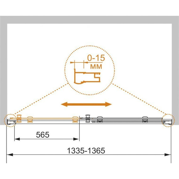 Душевая дверь Cezares 135 см PRATICO-BF-1-135-P-Cr, хром/матовое - фото 4