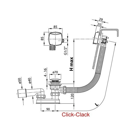 Сифон для ванны Ravak X01440 металл - фото 4
