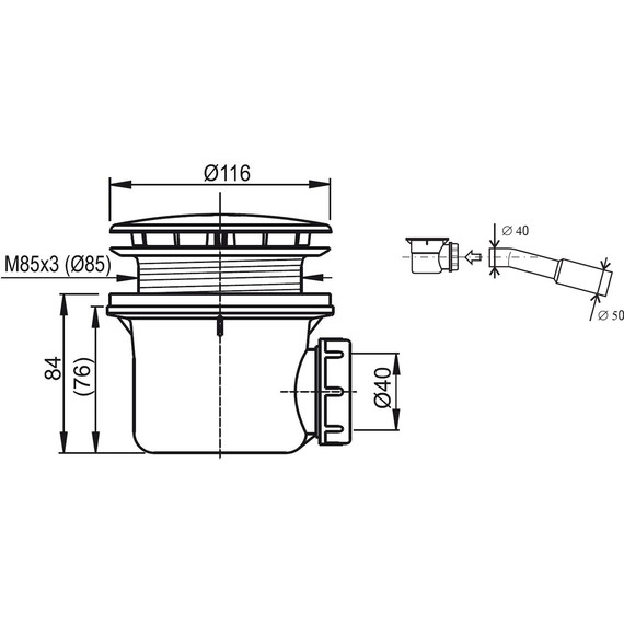 Сифон для душевого поддона Ravak STANDARD X01314 DN90 - фото 2