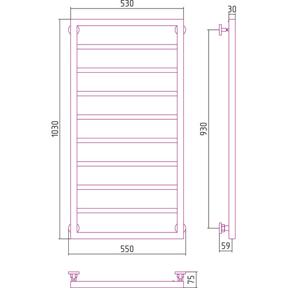 Полотенцесушитель водяной Сунержа Канцлер П8 1000x500 мм 00-0254-1050 - фото 8